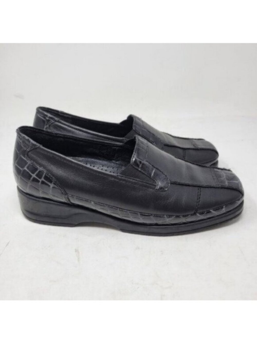 Ara Leather Crocodile Print Mokassin Slip On Loafer Shoe Black - Picture 6 of 12